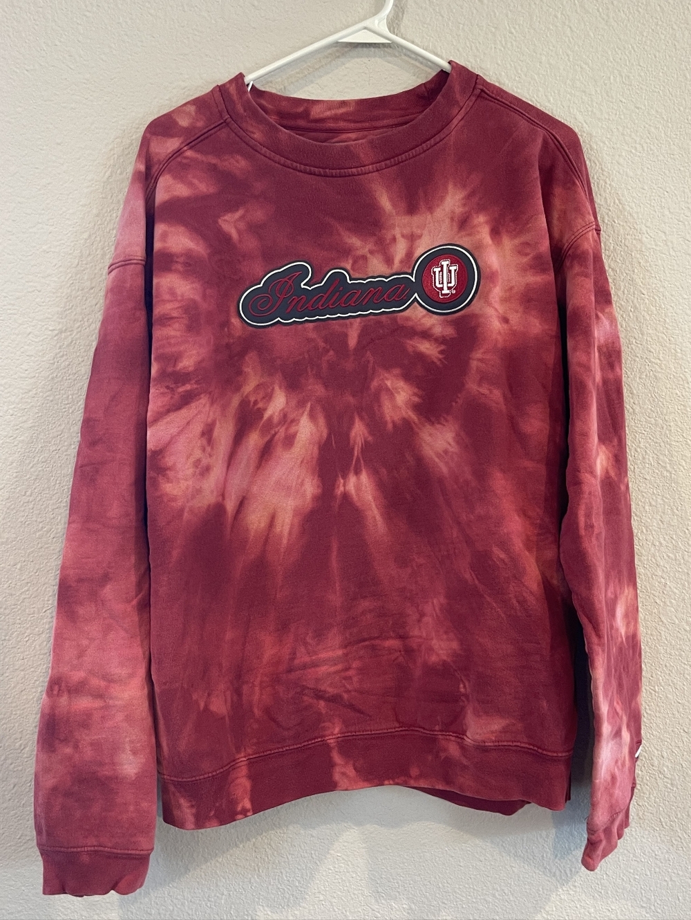 Pro Player Vintage Indiana Red Tie Dye Graphic Pullover Crewneck Sweatshirt SZ L